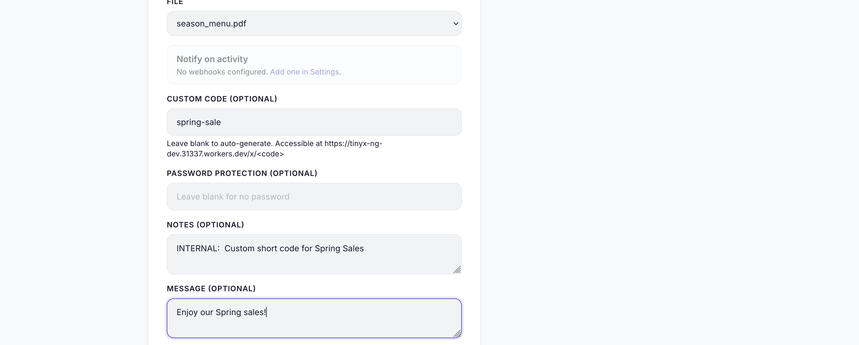 Screenshot of campaign tracking dashboard with per-link performance
