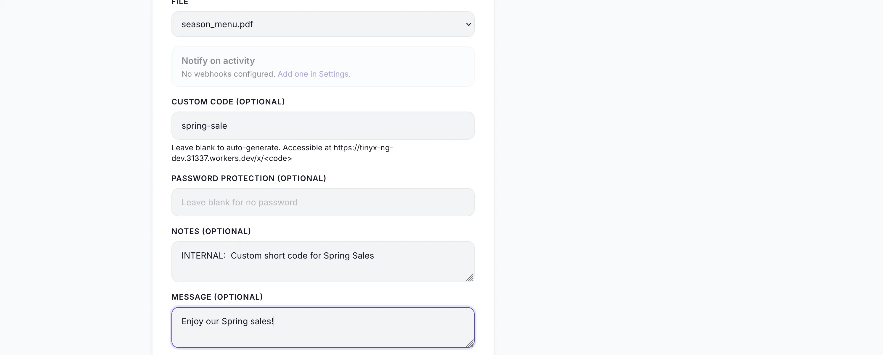 Screenshot of campaign tracking dashboard with per-link performance